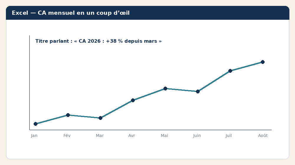 Courbe de chiffre d’affaires mensuel avec titre parlant