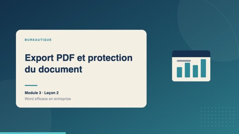 Illustration de la leçon « Export PDF et protection du document » — Bureautique