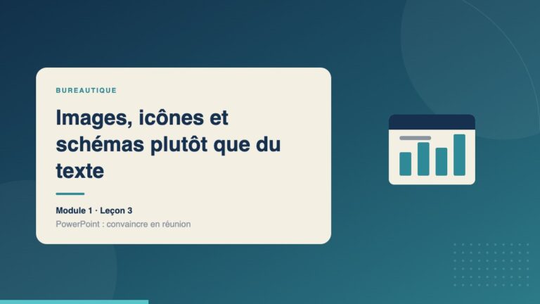 Illustration de la leçon « Images, icônes et schémas plutôt que du texte » — Bureautique