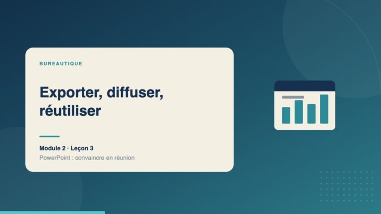Illustration de la leçon « Exporter, diffuser, réutiliser » — Bureautique