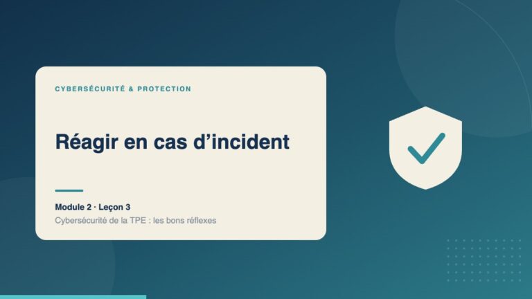 Illustration de la leçon « Réagir en cas d’incident » — Cybersécurité & protection