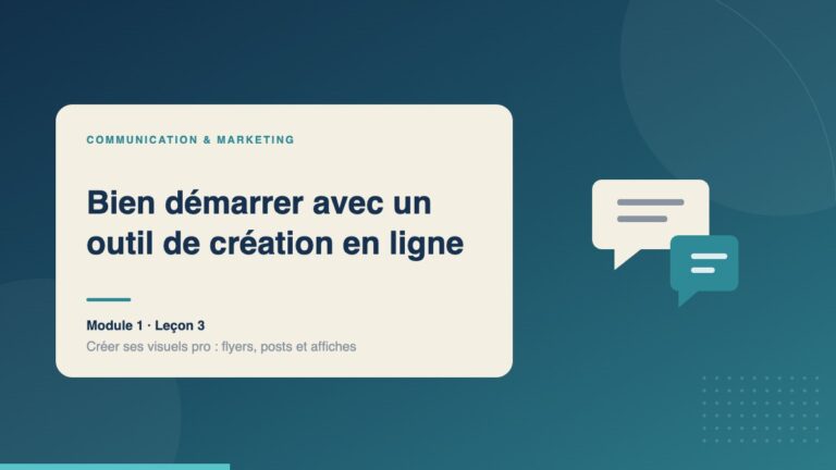 Illustration de la leçon « Bien démarrer avec un outil de création en ligne » — Communication & marketing