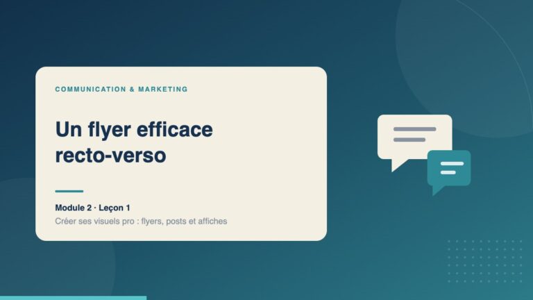Illustration de la leçon « Un flyer efficace recto-verso » — Communication & marketing