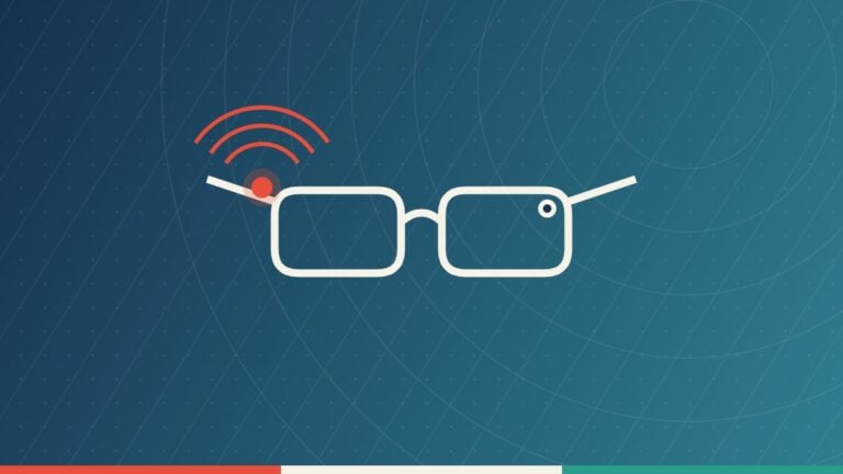Illustration : une paire de lunettes connectees avec un temoin d enregistrement rouge et une petite camera sur le verre droit